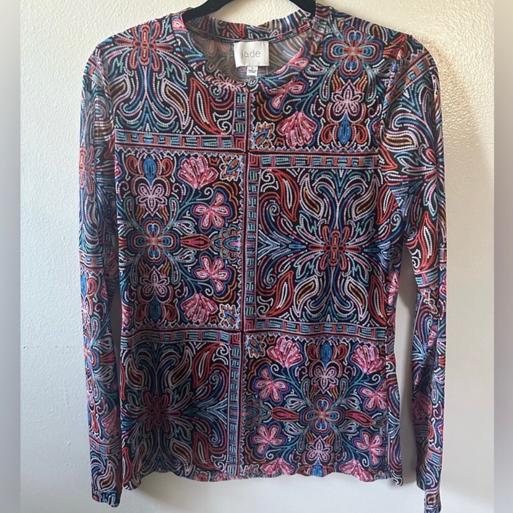 Johnny Was Mesh Long Sleeve Top